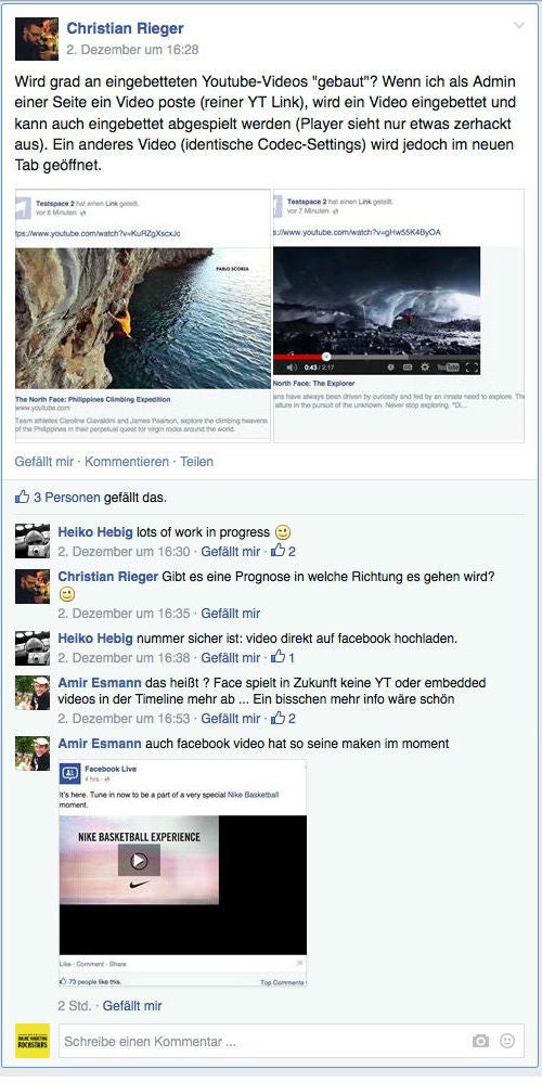 Eine Diskussion aus der Gruppe "Facebook Developers Germany"