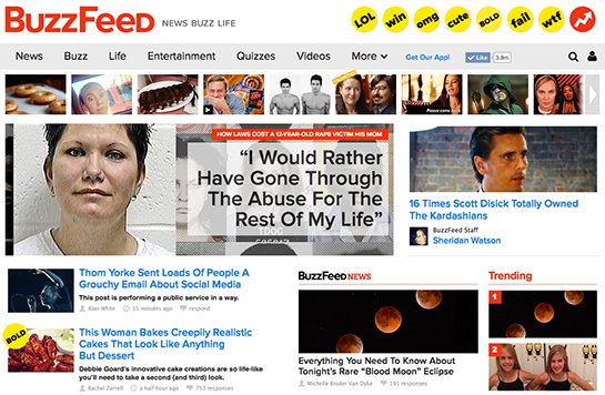 Die Buzzfeed-Startseite