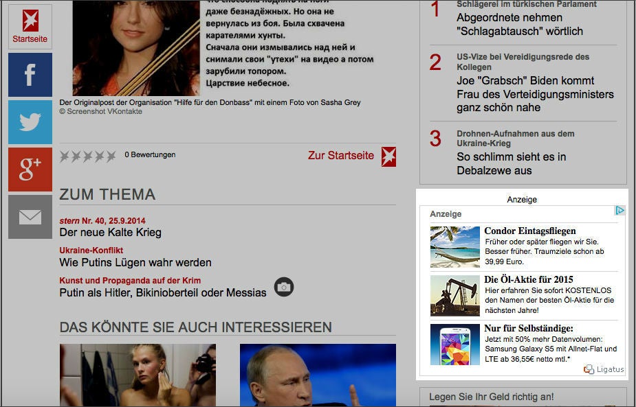 Ligatus-Anzeigen am Ende eines Artikels auf stern.de (Bearbeiteter Screenshot)