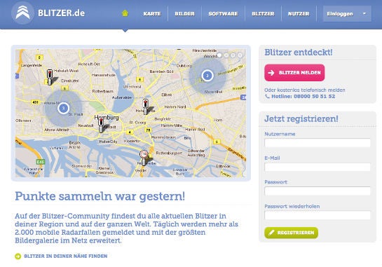 Screenshot: Blitzer.de (Desktop)