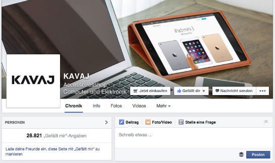 Viele Kundenanfragen erhält Kavaj über die Facebook-Seite. Entsprechend hoch ist die Priorität bei der Beantwortung. 