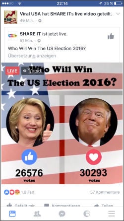 Einer der Streams von "Viral USA" zur US-Präsidentschaftswahl. Nach dem Stream löschen die Betreiber die Videos in der Regel wieder.