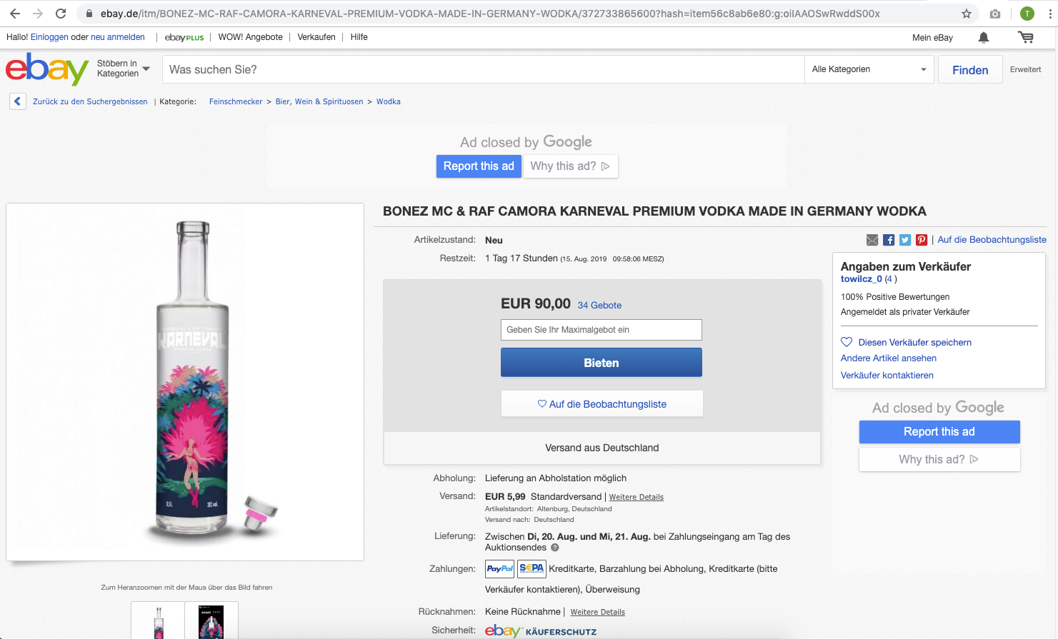 Karneval Vodka Bonez MC RAF Camora Ebay ausverkauft OMR
