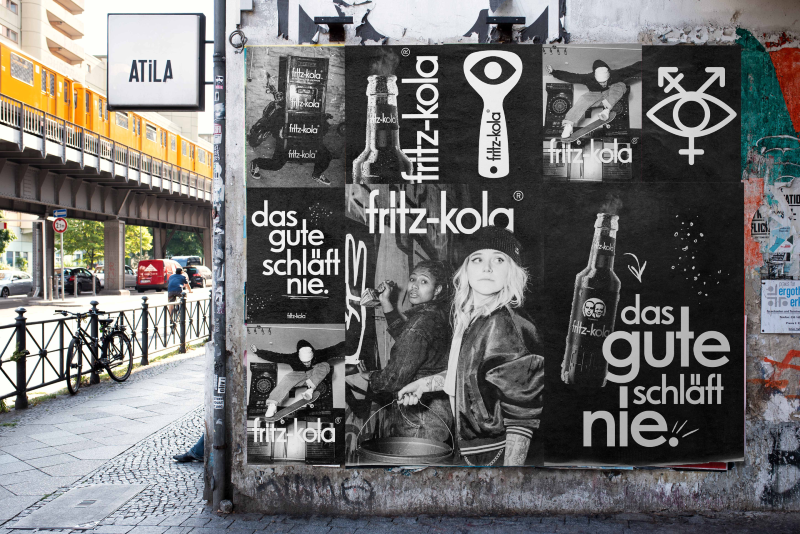 Plakate zur fritz-kola-Kampagne "das gute schläft nie"