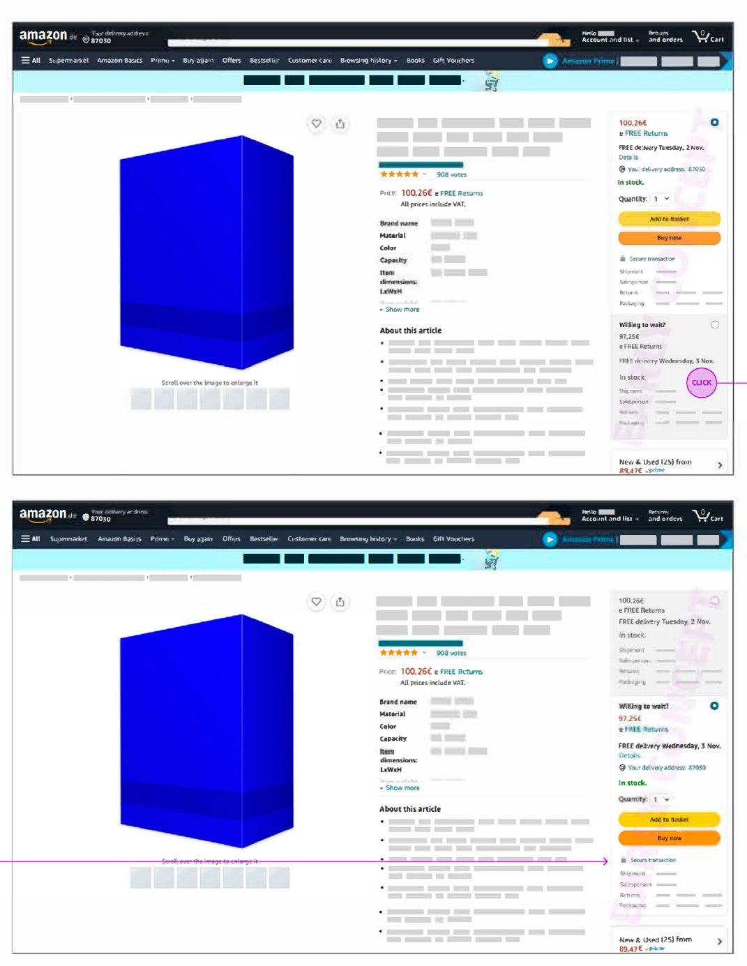 Skizze von Amazon zur zweiten Buybox