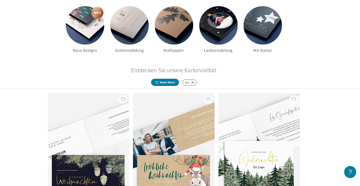 Screenshot of the Kartenmacherei online shop